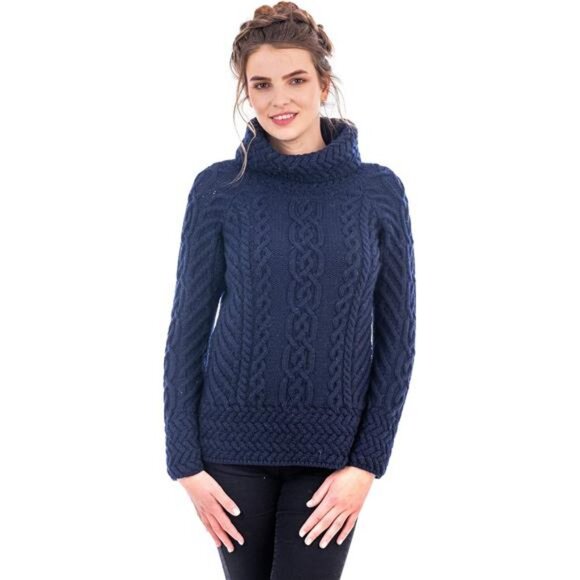 Sweater for Women - Made of 100% Merino Wool -Cable Knit Ladies Pullover